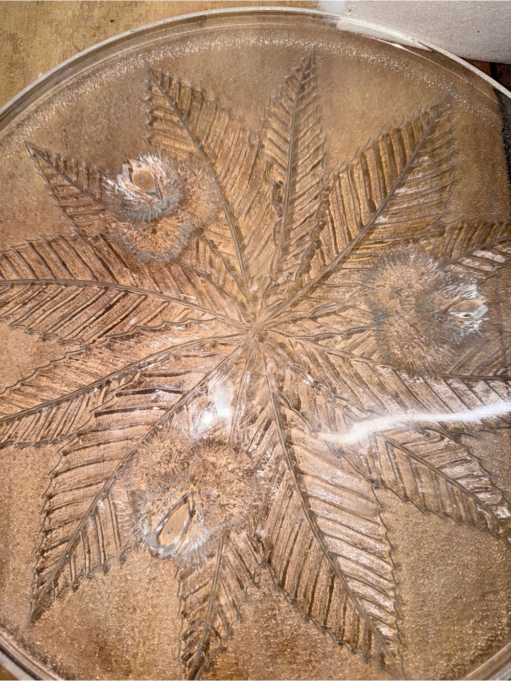 Quality French Luminark Pressed Glass Cake Serving Platter w/ Starburst Pattern - Picture 4 of 4